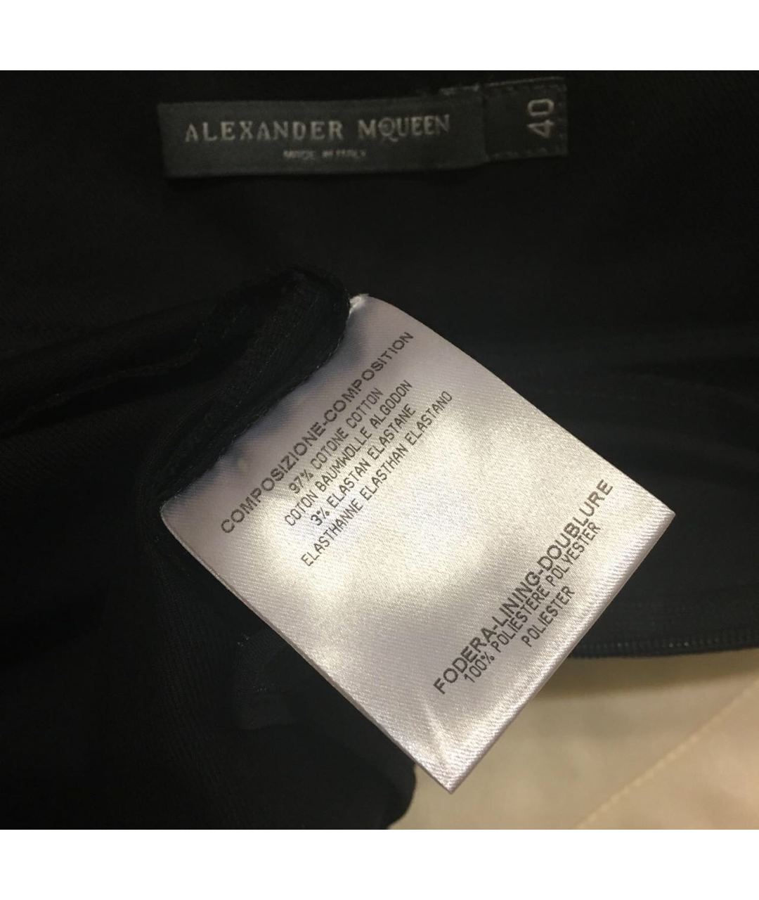 ALEXANDER MCQUEEN Черная хлопковая юбка мини, фото 6