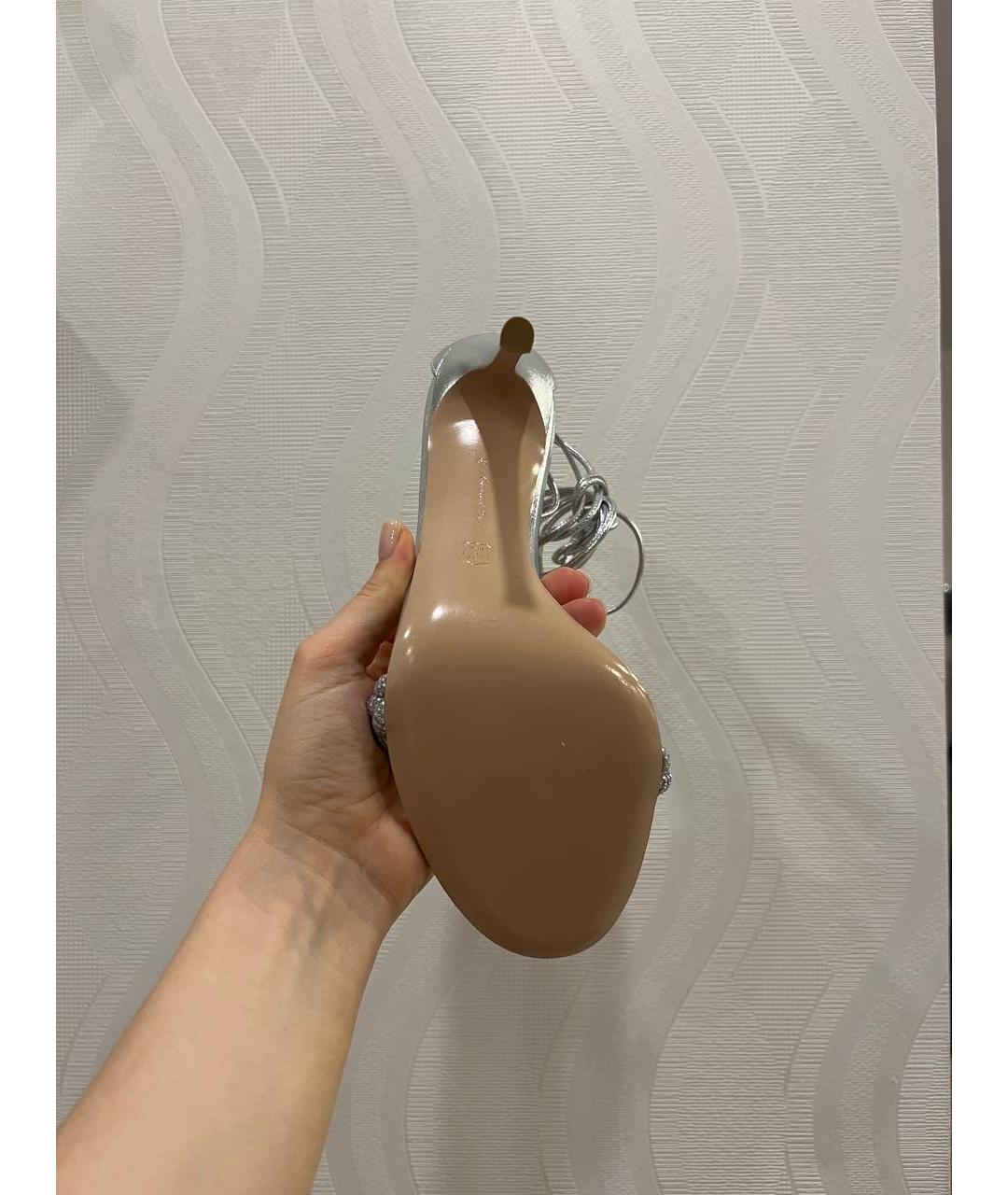 GIANVITO ROSSI Серебряные кожаные босоножки, фото 3