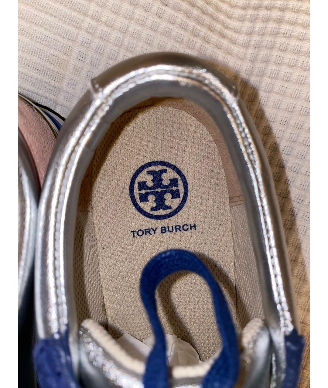 TORY BURCH Синие кожаные кроссовки, фото 4
