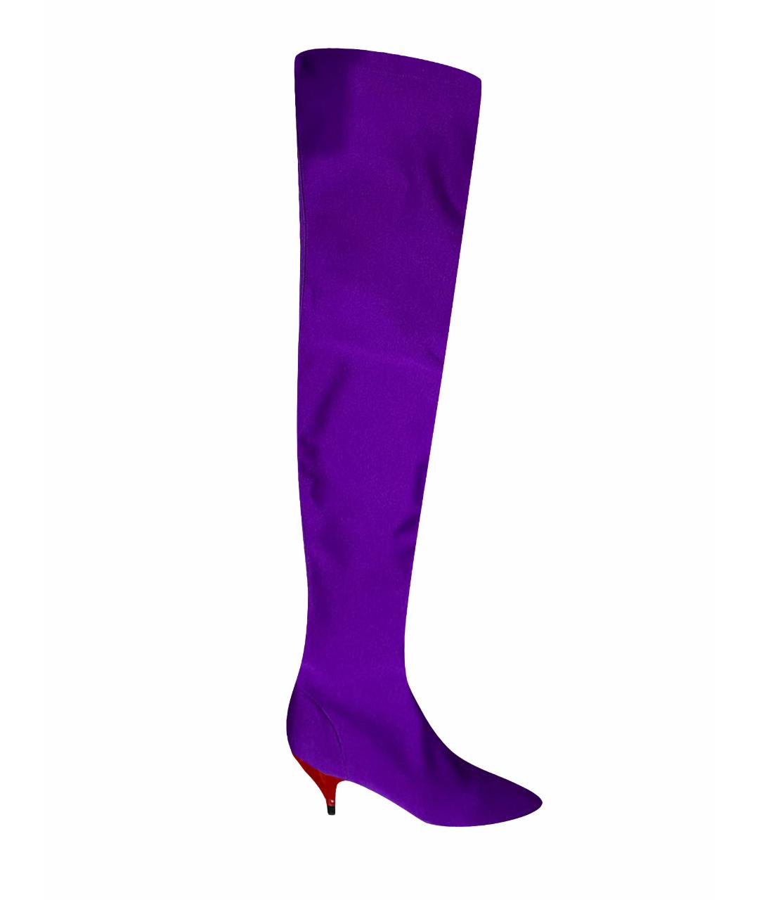 GIA COUTURE Фиолетовые текстильные сапоги, фото 1