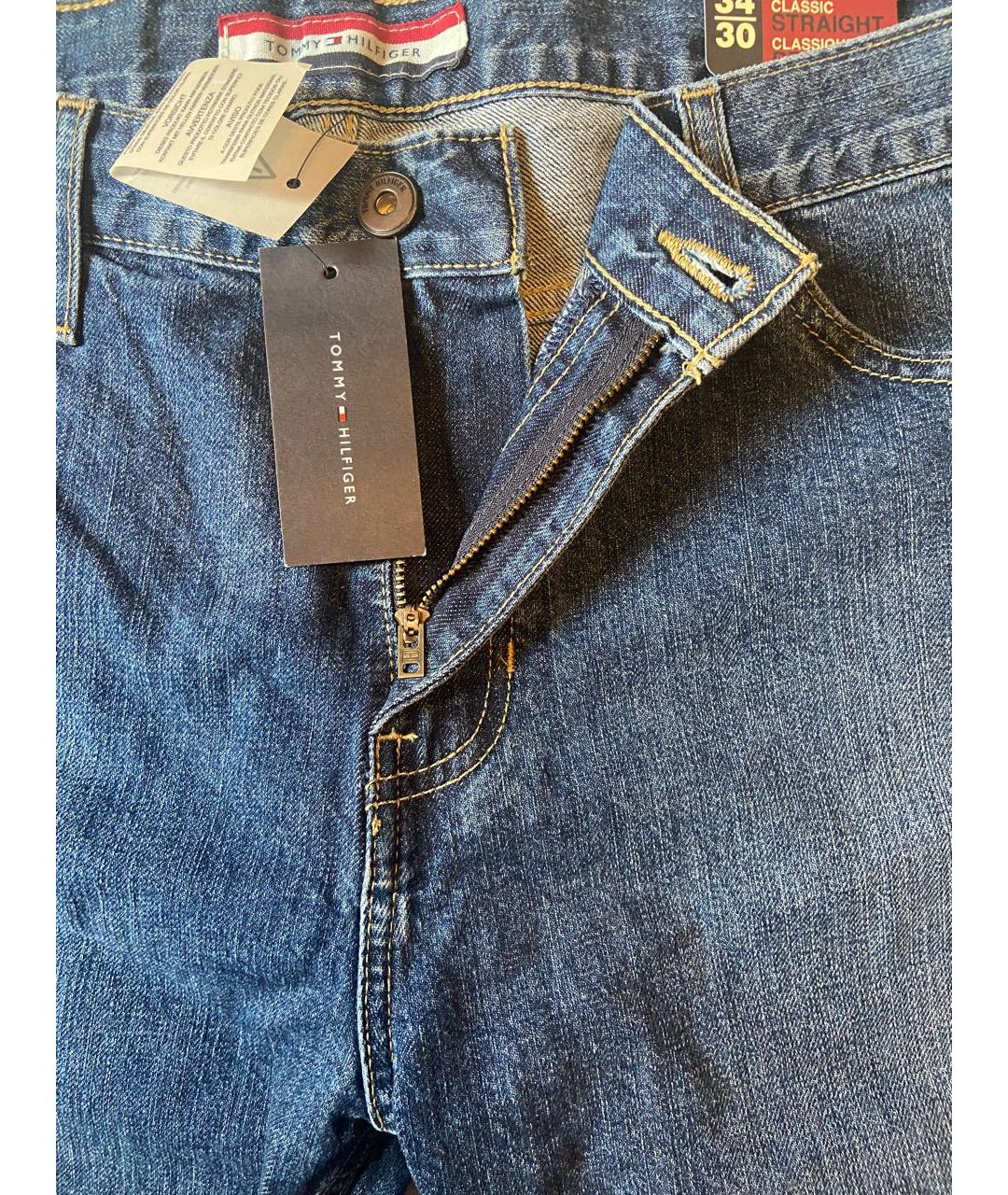 HILFIGER COLLECTION Синие хлопковые прямые джинсы, фото 8