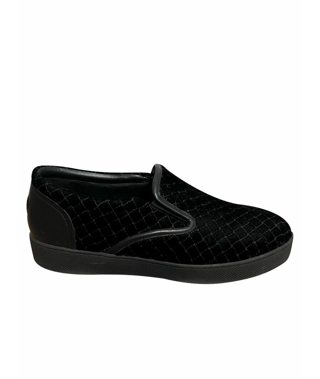 BOTTEGA VENETA Черные бархатные слипоны, фото 1