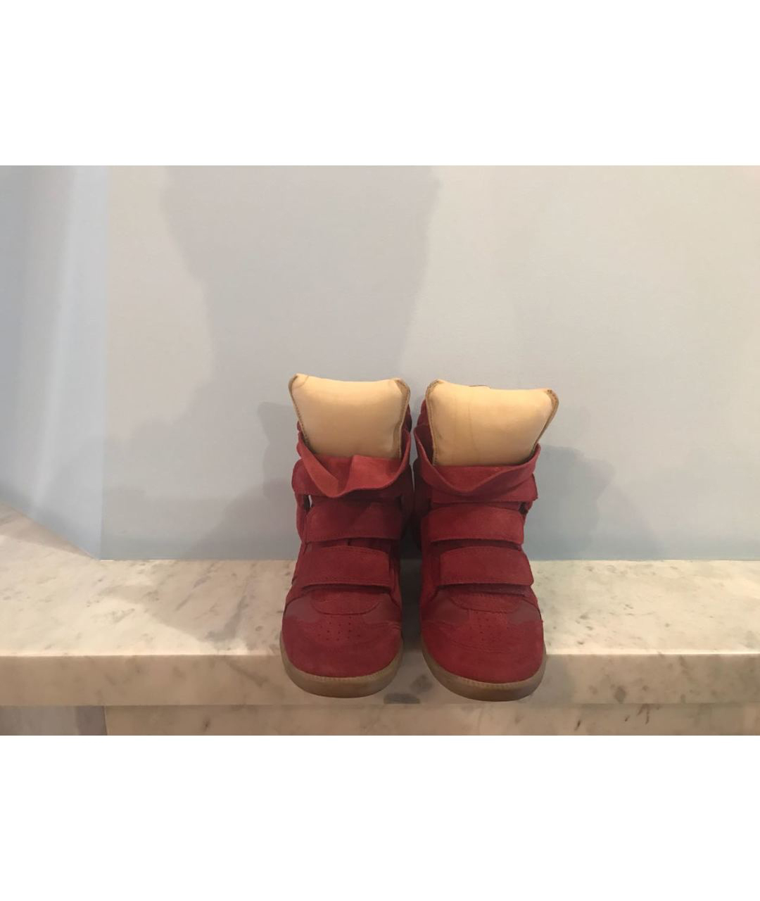 ISABEL MARANT Красные замшевые кроссовки, фото 4