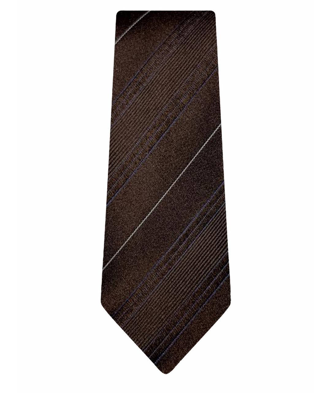 ZZEGNA Коричневый шелковый галстук, фото 1