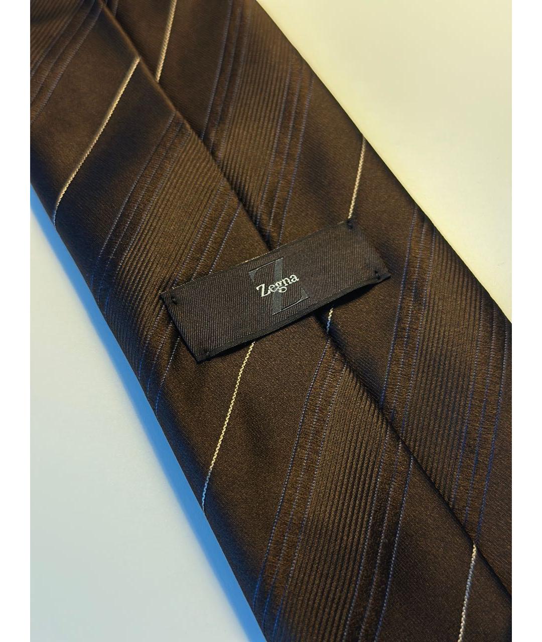 ZZEGNA Коричневый шелковый галстук, фото 3