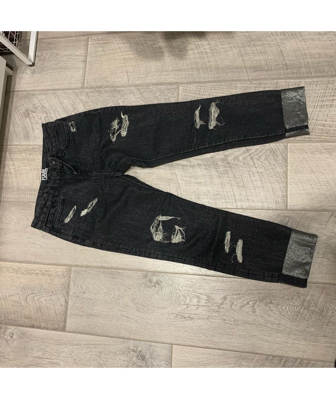 KARL LAGERFELD Антрацитовые хлопковые прямые джинсы, фото 7