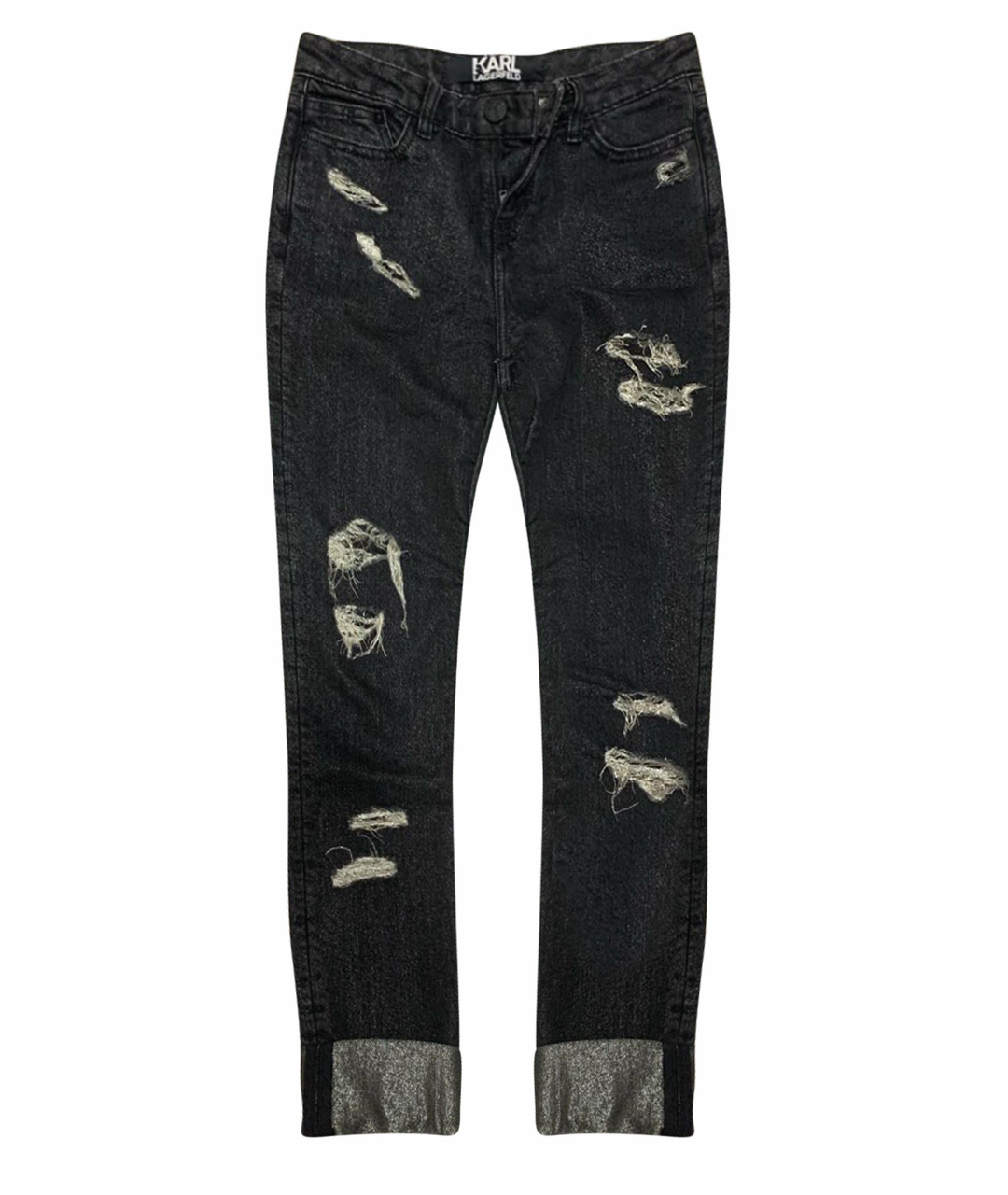 KARL LAGERFELD Антрацитовые хлопковые прямые джинсы, фото 1