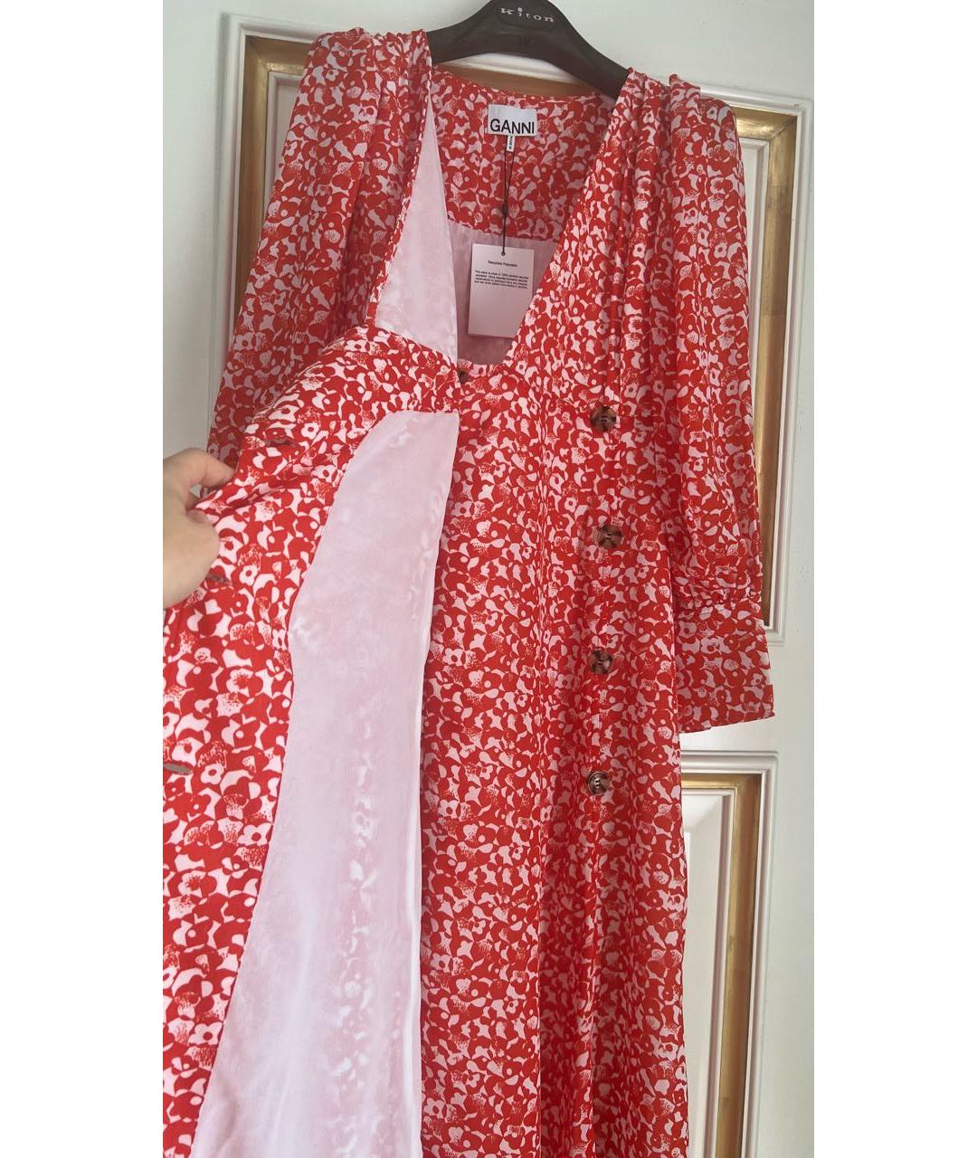 GANNI Красное полиэстеровое повседневное платье, фото 3