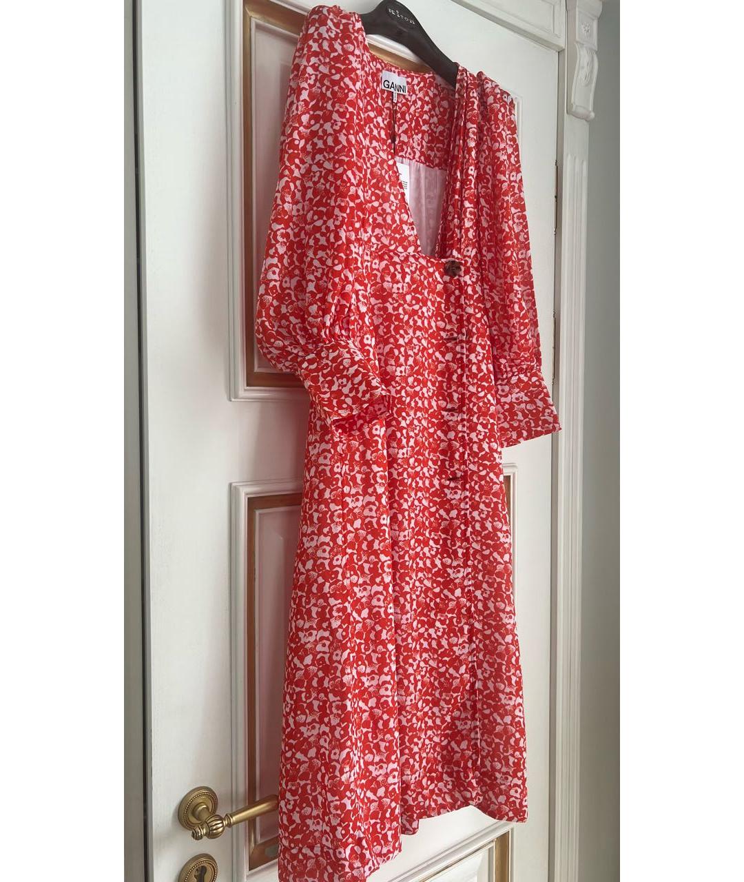 GANNI Красное полиэстеровое повседневное платье, фото 4