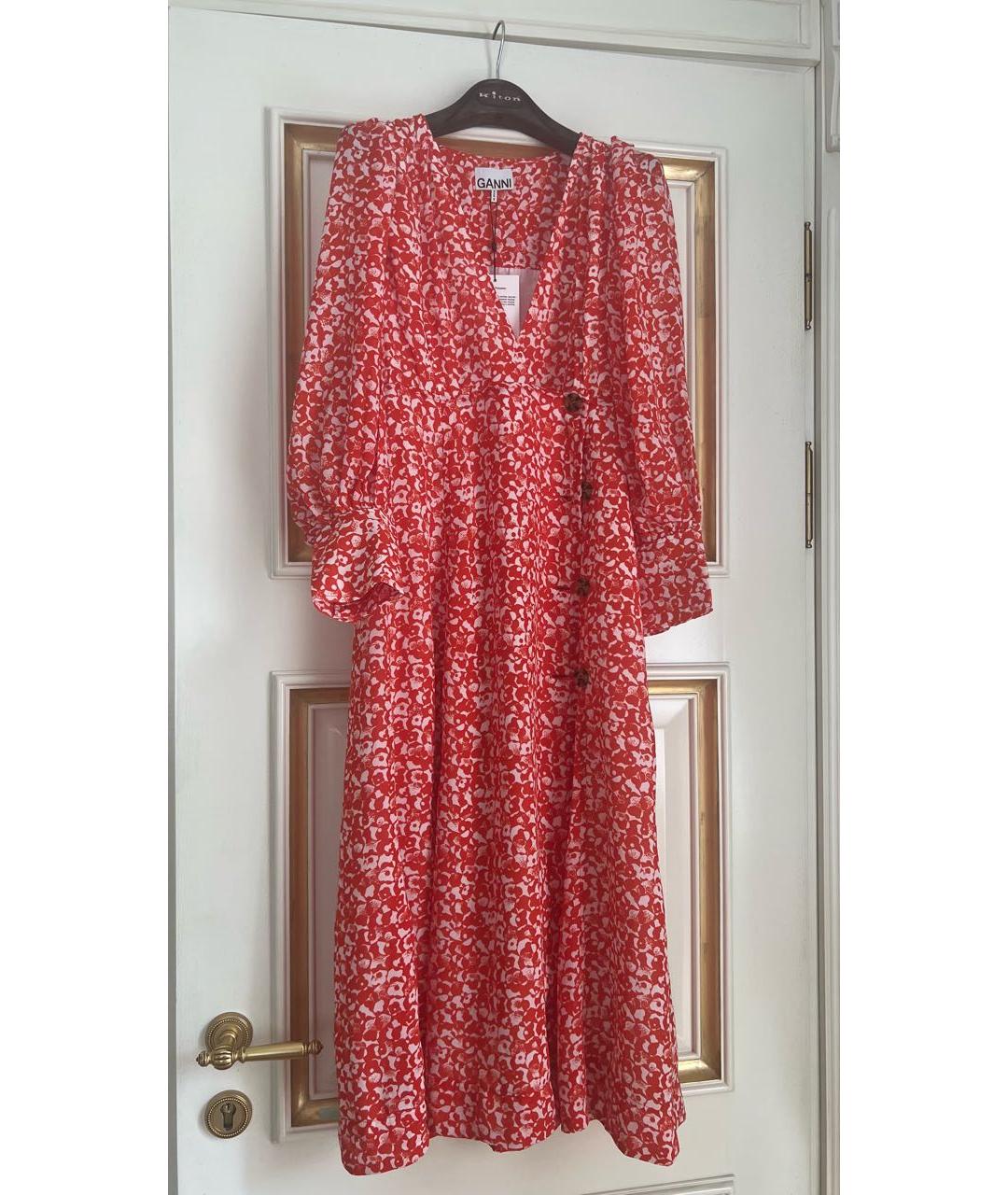 GANNI Красное полиэстеровое повседневное платье, фото 5