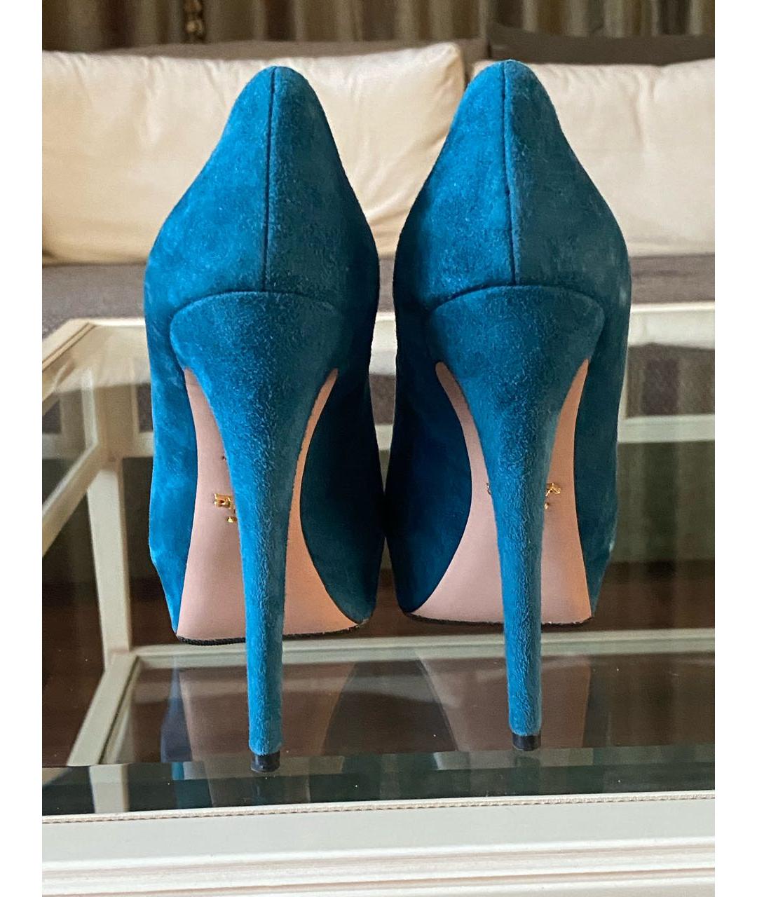 PRADA Бирюзовые замшевые туфли, фото 4