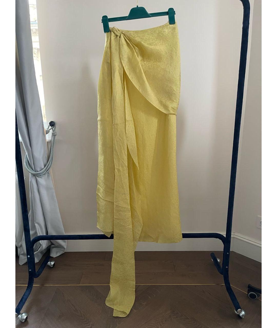 ROSIE ASSOULIN Желтая шелковая юбка миди, фото 4