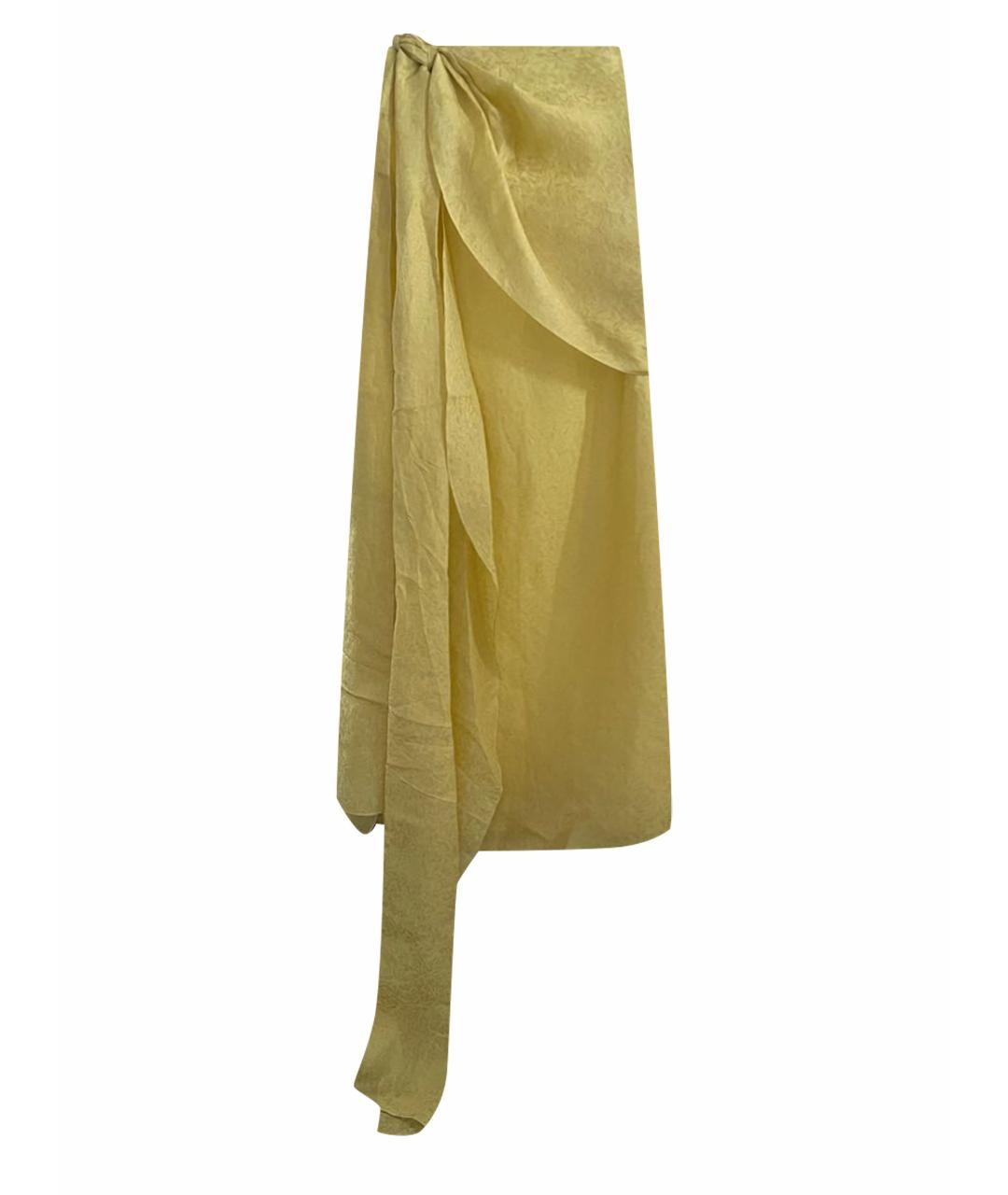 ROSIE ASSOULIN Желтая шелковая юбка миди, фото 1