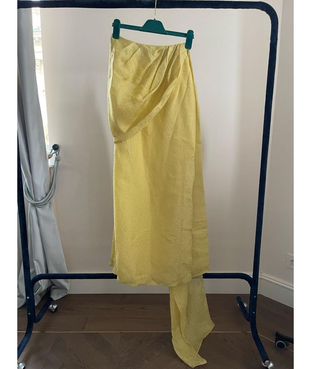 ROSIE ASSOULIN Желтая шелковая юбка миди, фото 2