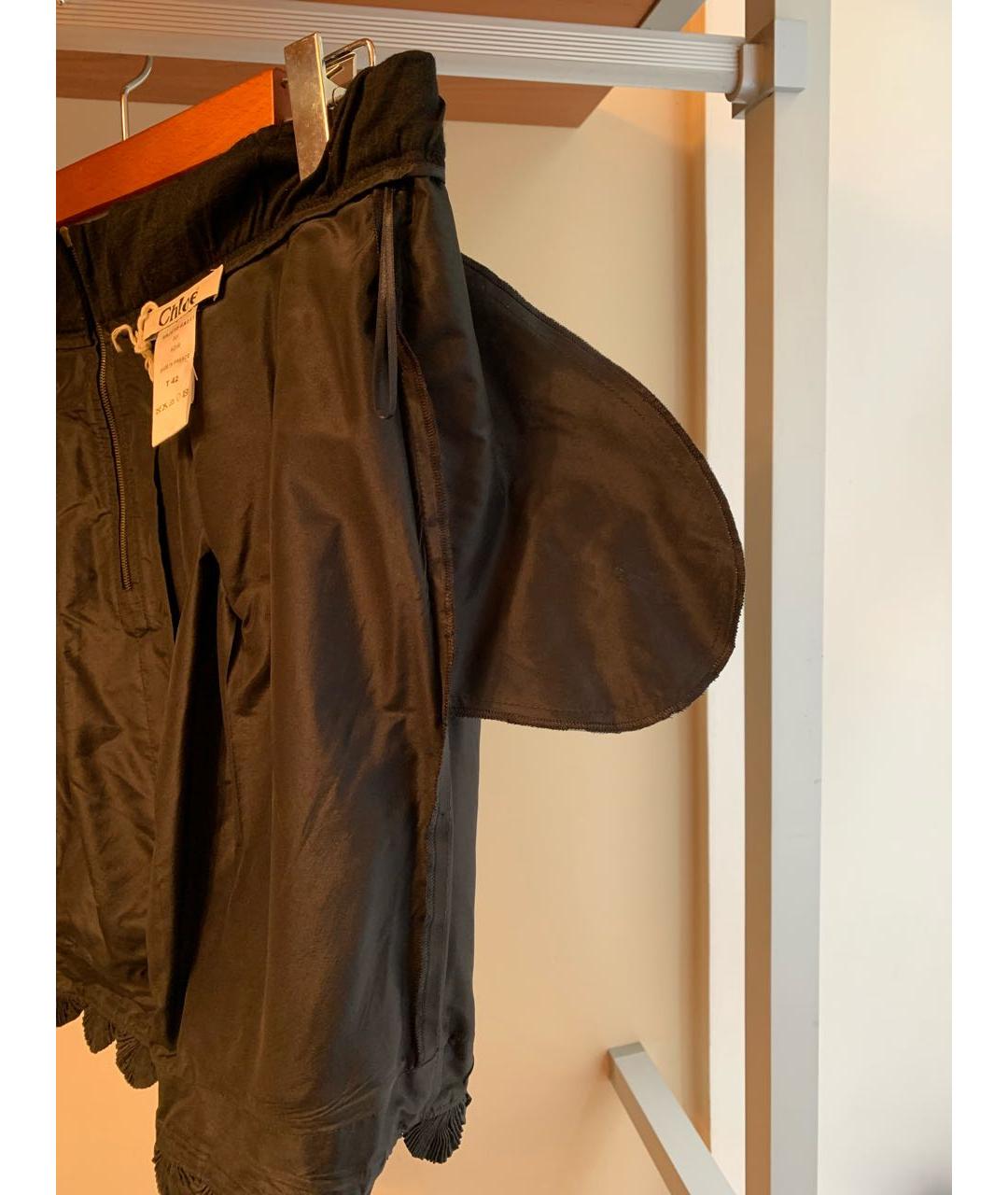 CHLOE Черная шелковая юбка мини, фото 5