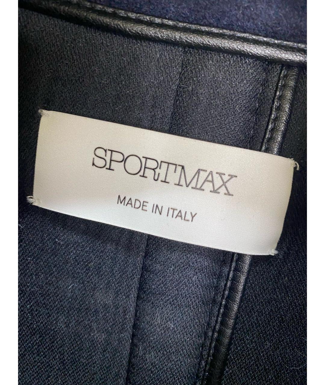 SPORTMAX Темно-синее шерстяное пальто, фото 3