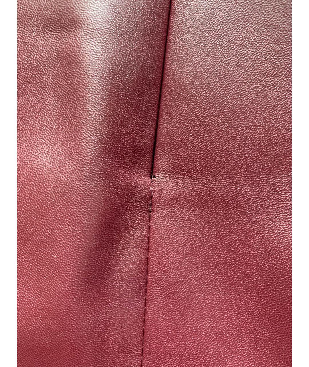 ALEXANDER WANG Бордовая кожаная юбка мини, фото 6