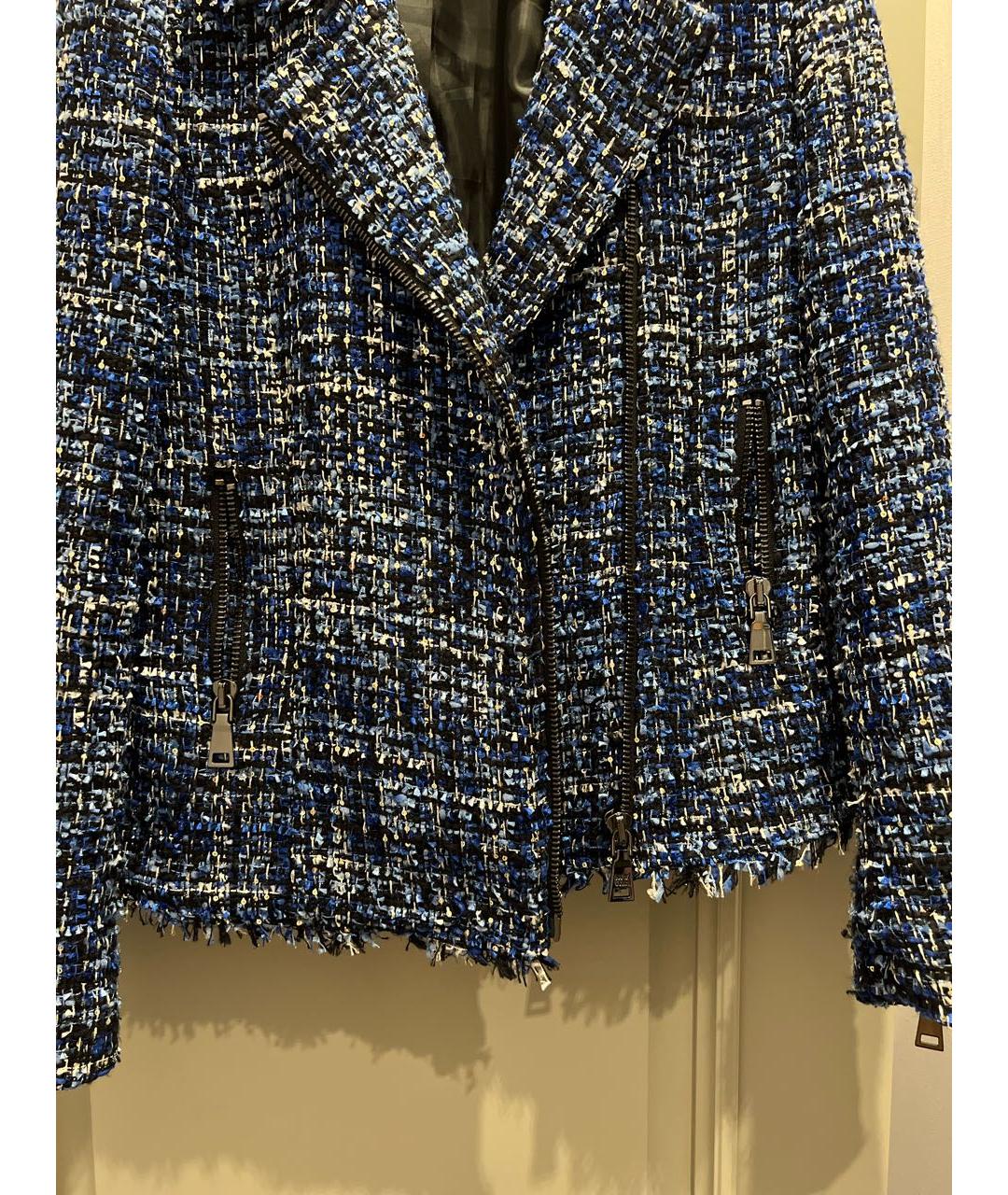 TWIN-SET Синий твидовый жакет/пиджак, фото 3