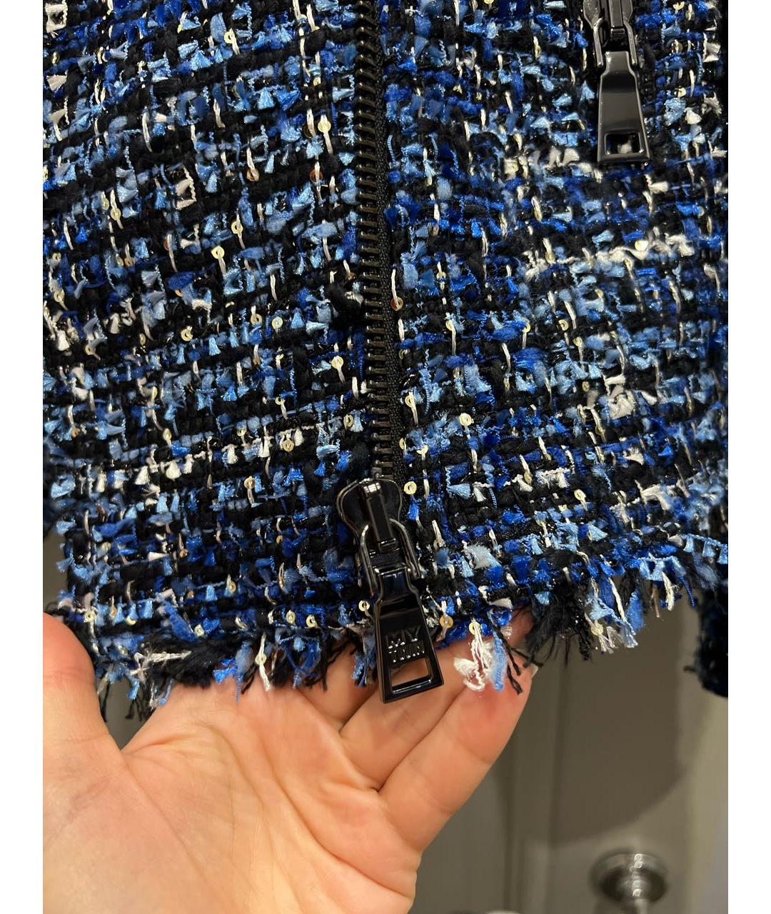 TWIN-SET Синий твидовый жакет/пиджак, фото 5