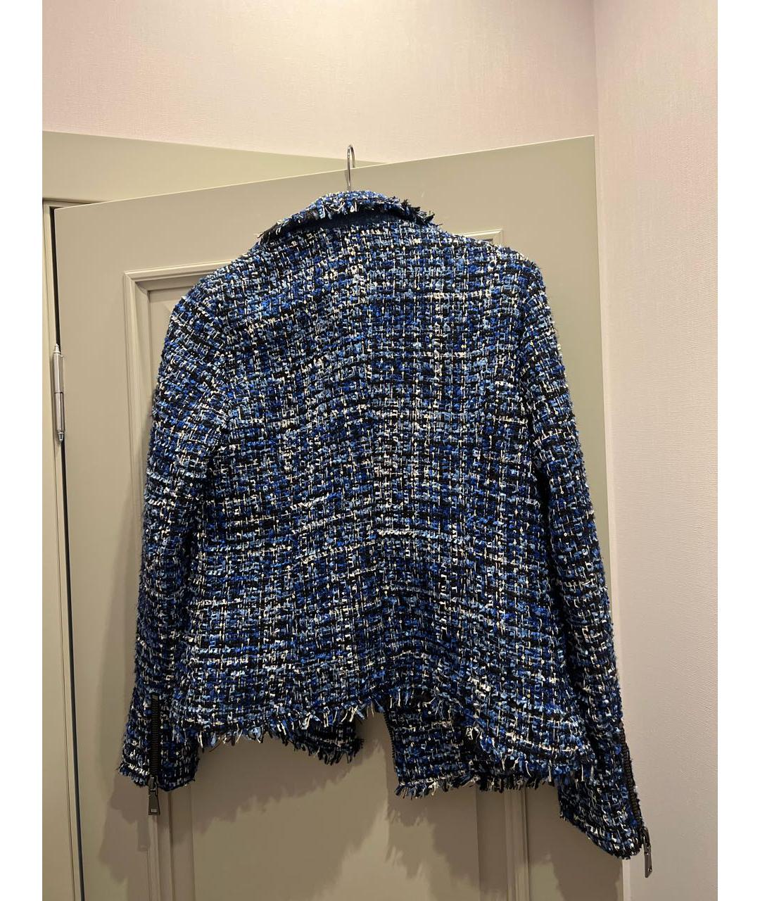 TWIN-SET Синий твидовый жакет/пиджак, фото 2