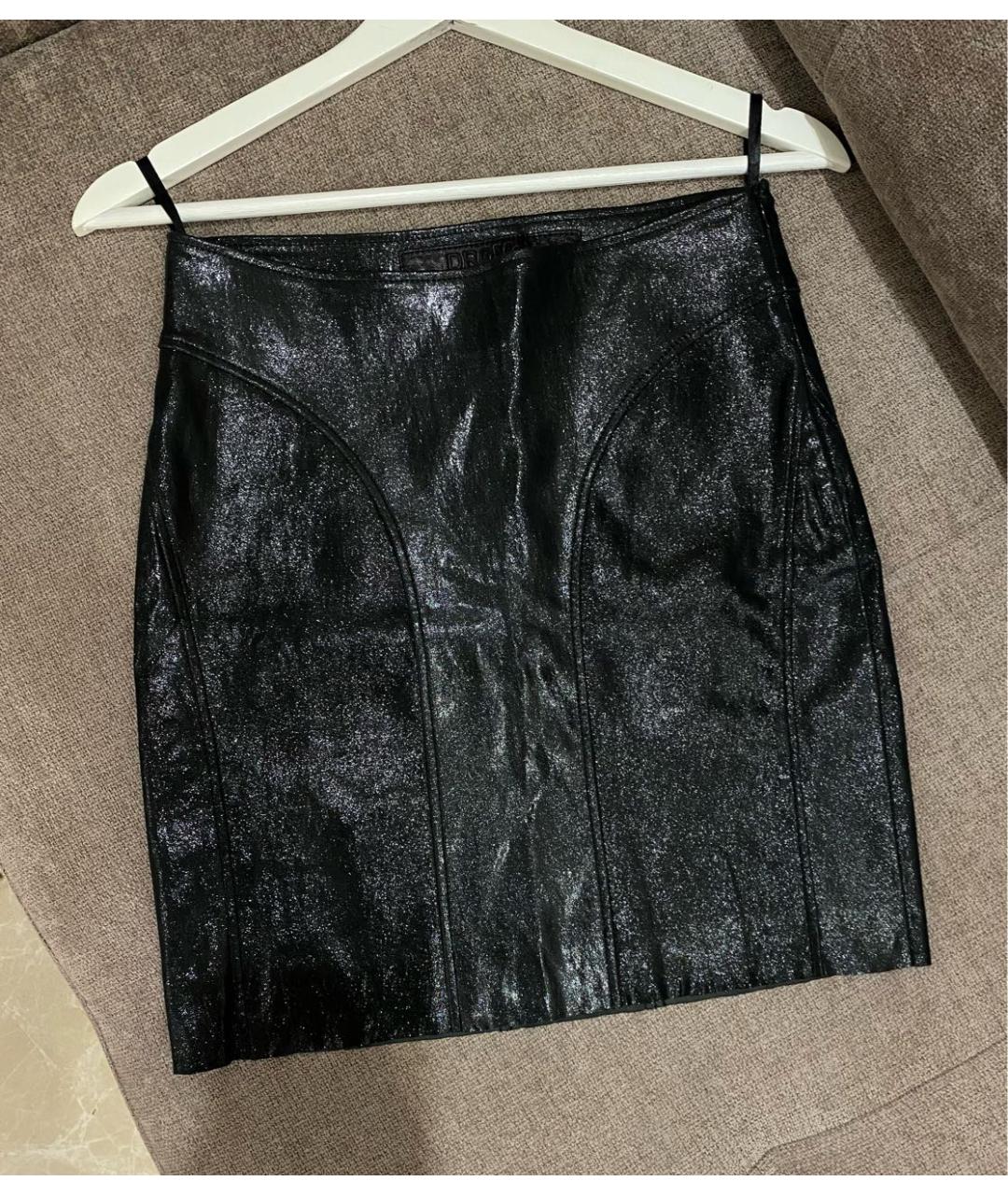 DROME Черная кожаная юбка мини, фото 6