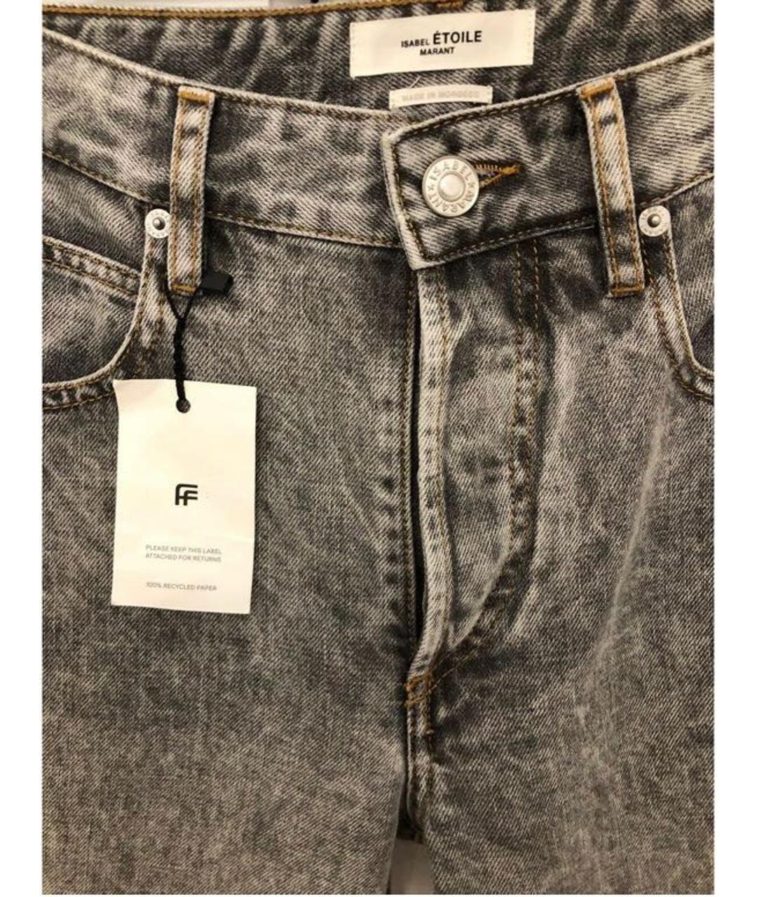ISABEL MARANT ETOILE Серые хлопковые прямые джинсы, фото 3