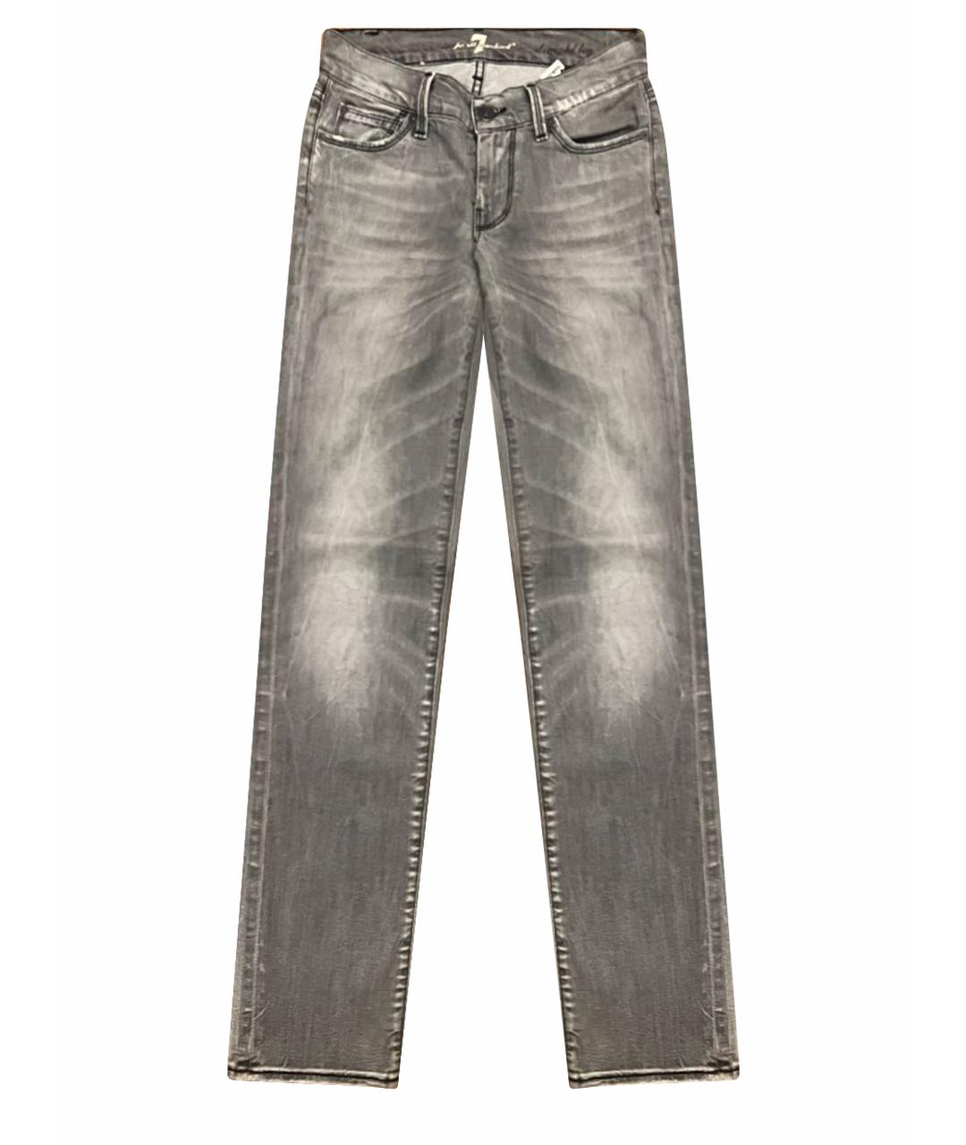 7 FOR ALL MANKIND Серые хлопко-эластановые прямые джинсы, фото 1