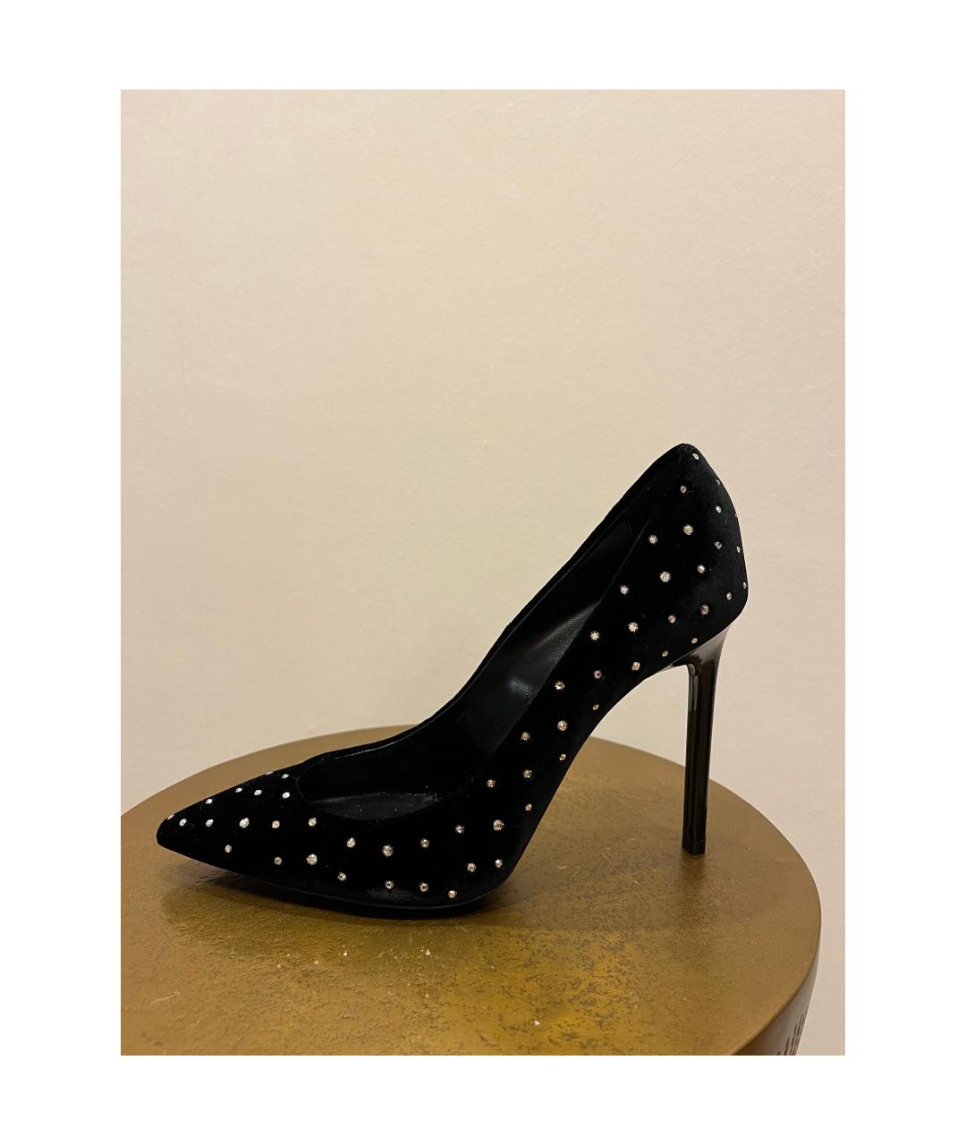 SAINT LAURENT Черные бархатные туфли, фото 7
