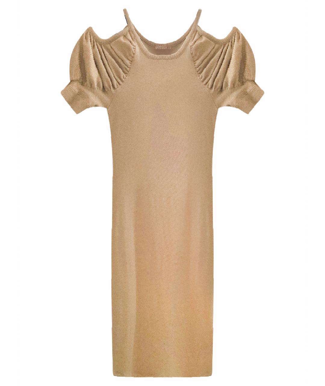 JOHN GALLIANO Золотое хлопко-эластановое коктейльное платье, фото 1