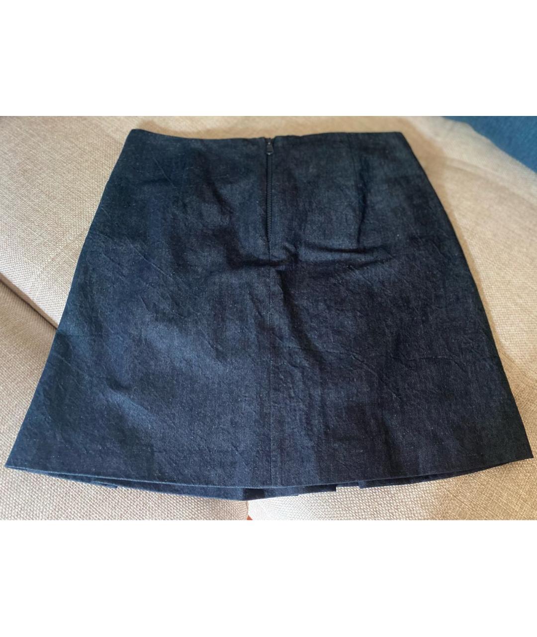 BRUNELLO CUCINELLI Темно-синяя хлопковая юбка мини, фото 2