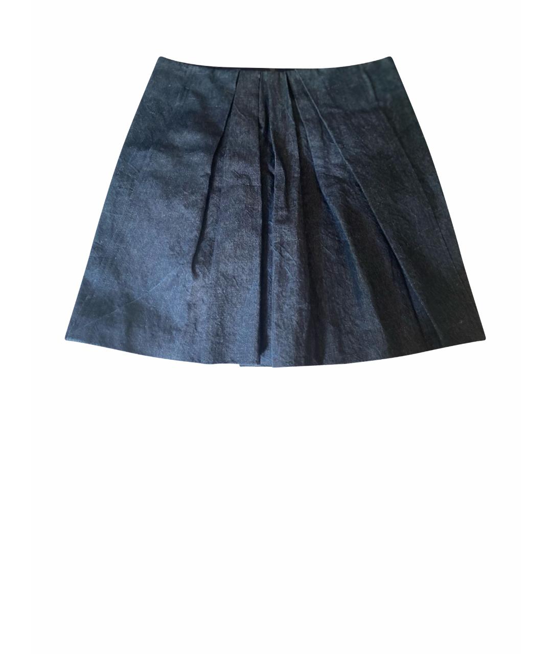 BRUNELLO CUCINELLI Темно-синяя хлопковая юбка мини, фото 1