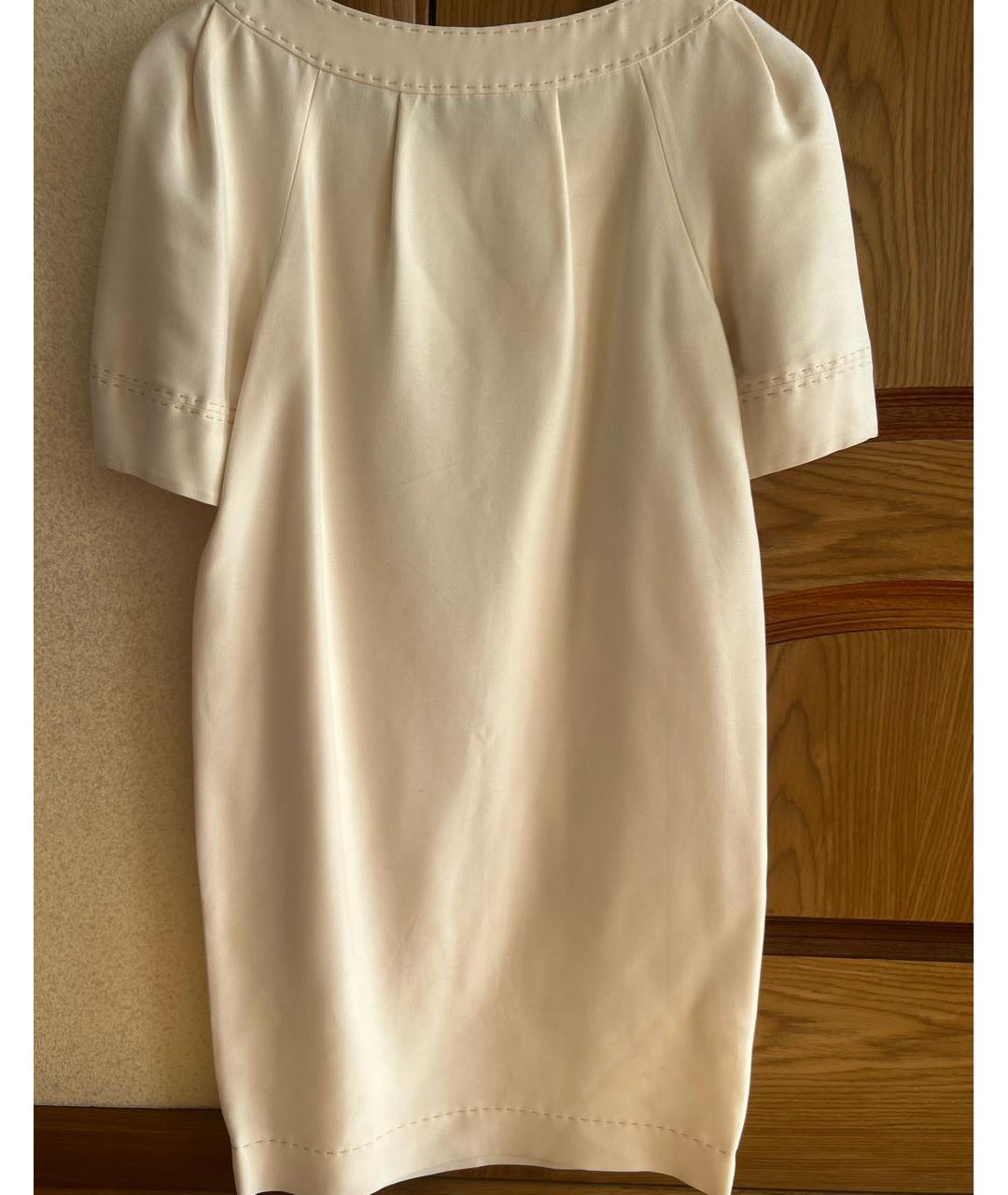 ALBERTA FERRETTI Бежевое хлопковое коктейльное платье, фото 2