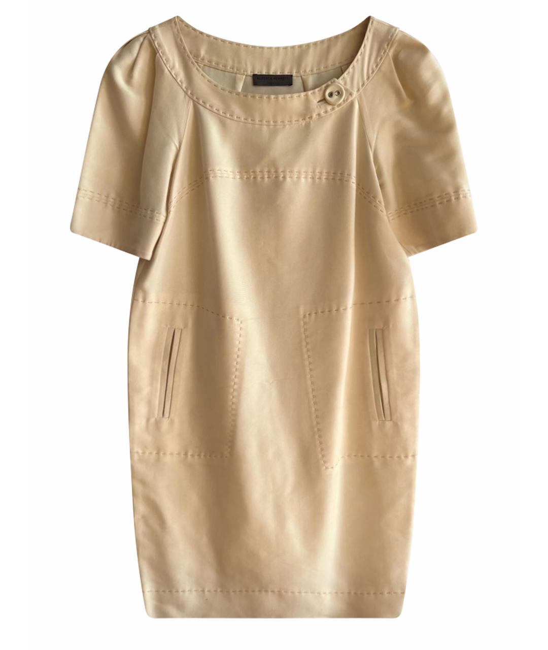 ALBERTA FERRETTI Бежевое хлопковое коктейльное платье, фото 1