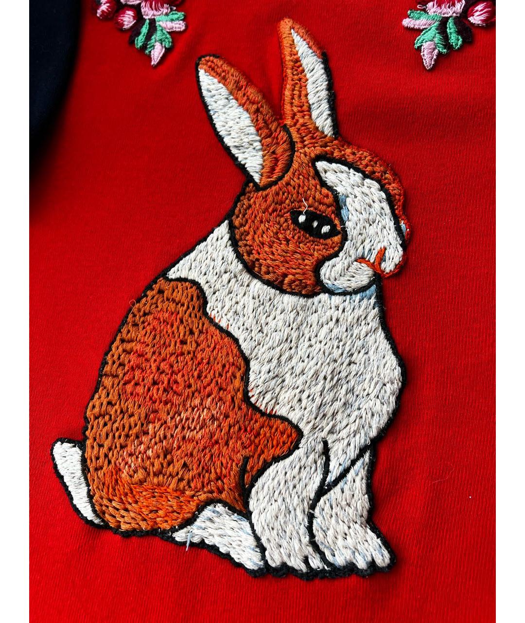 GUCCI Красная хлопковая футболка, фото 4