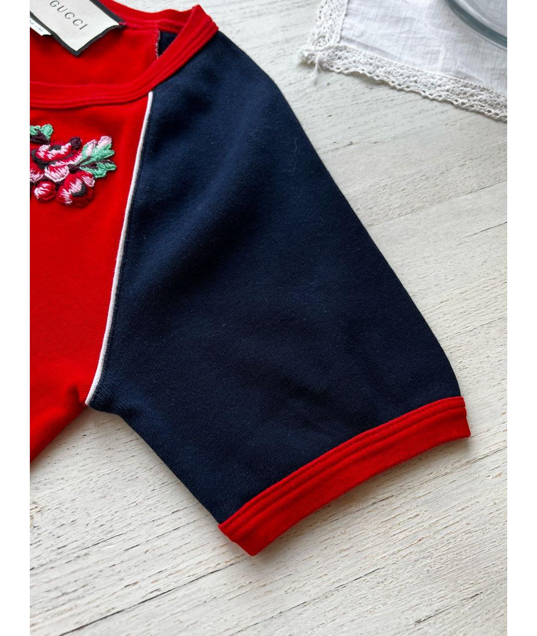 GUCCI Красная хлопковая футболка, фото 6