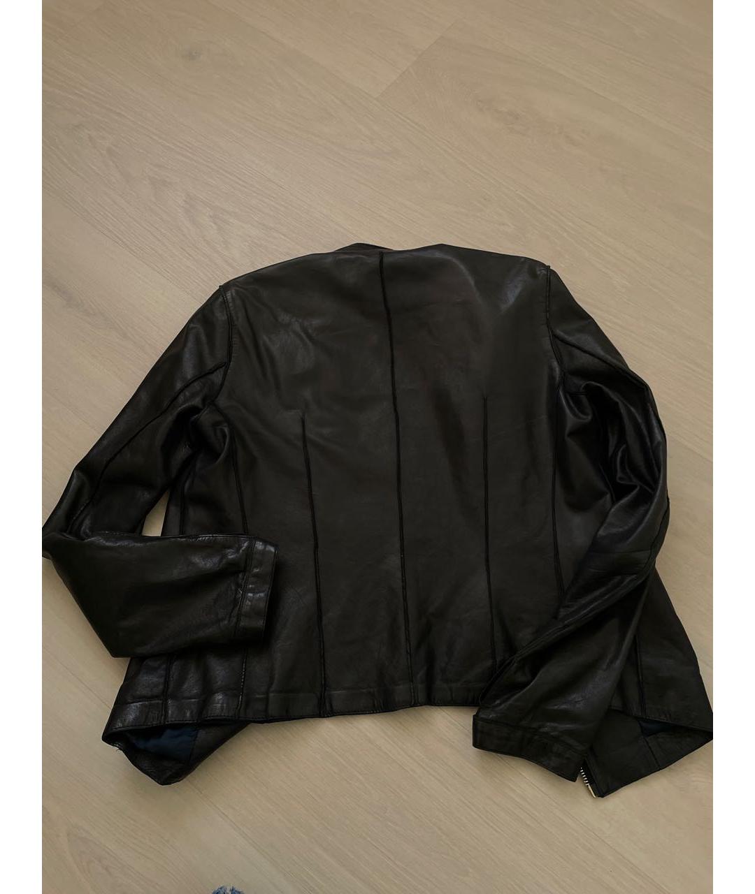 TRUSSARDI Черная кожаная куртка, фото 2