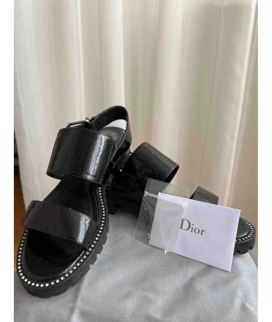 CHRISTIAN DIOR PRE-OWNED Черные босоножки из лакированной кожи, фото 4