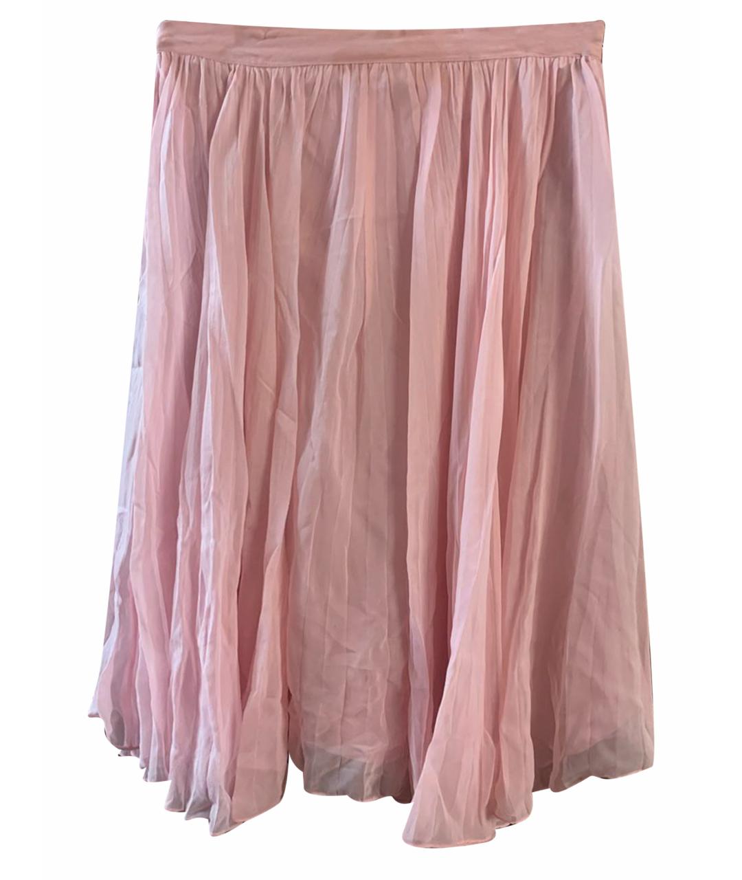 RALPH LAUREN Розовая шелковая юбка миди, фото 1