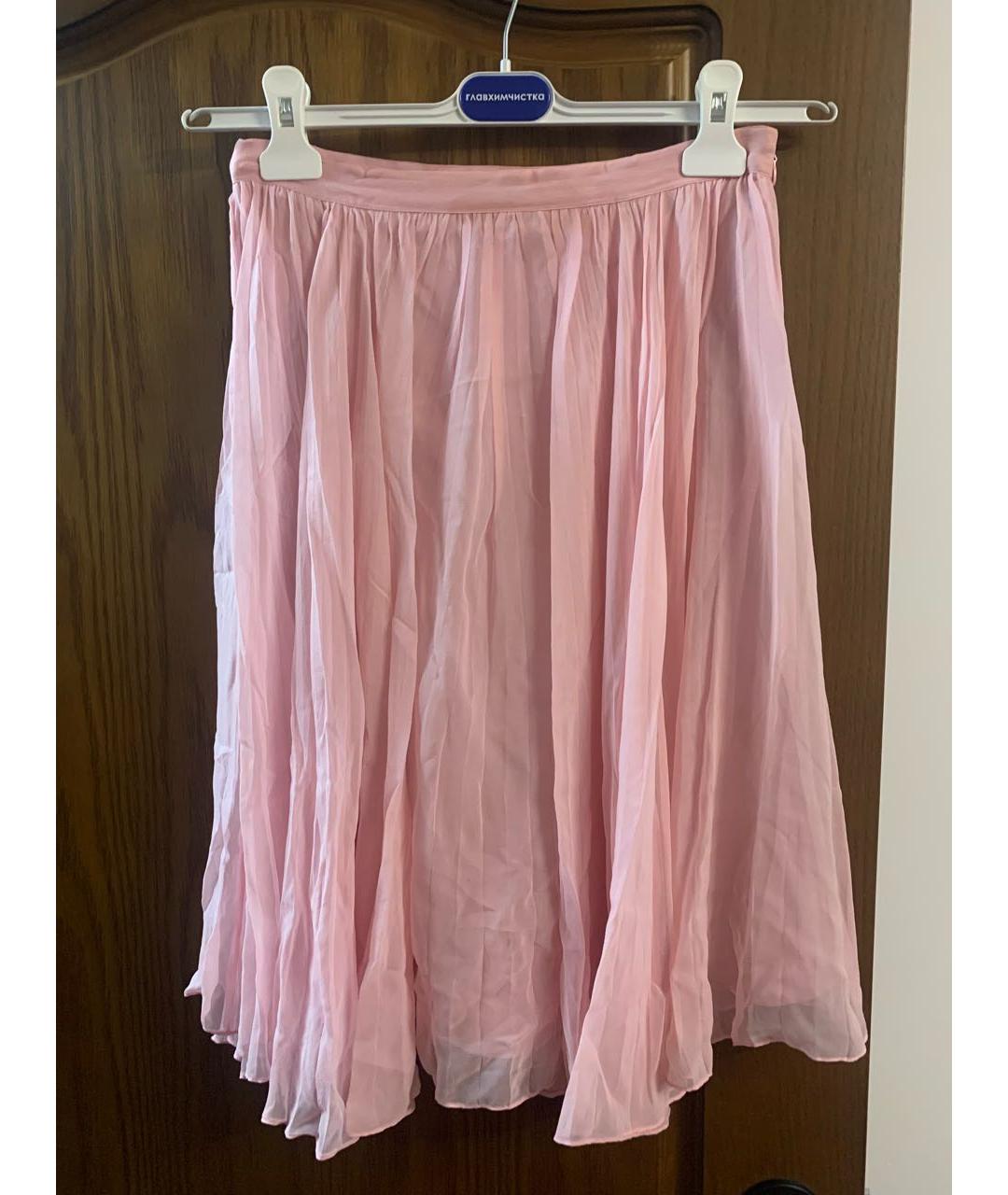 RALPH LAUREN Розовая шелковая юбка миди, фото 4