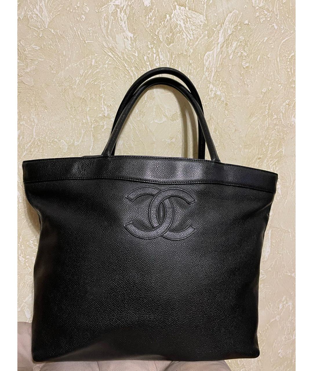 CHANEL PRE-OWNED Черная кожаная сумка тоут, фото 6