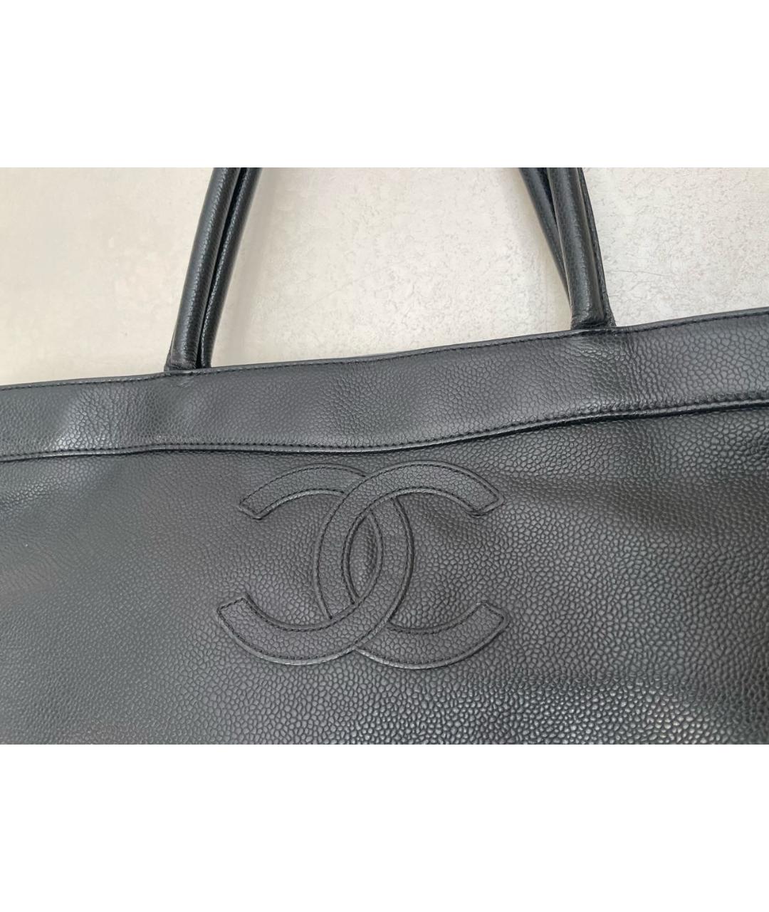 CHANEL PRE-OWNED Черная кожаная сумка тоут, фото 4