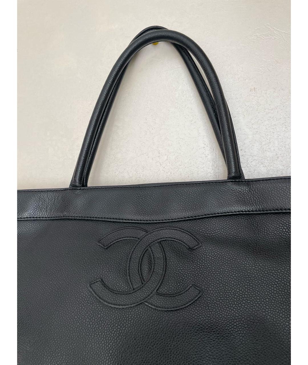 CHANEL PRE-OWNED Черная кожаная сумка тоут, фото 3