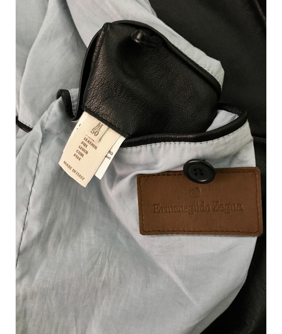 ERMENEGILDO ZEGNA Черная кожаная куртка, фото 4
