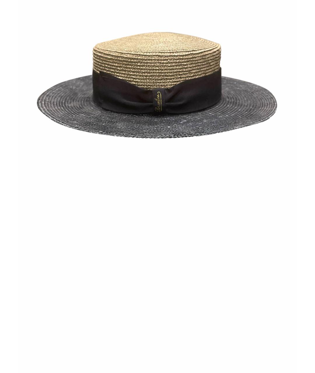 BORSALINO Антрацитовая соломенная шляпа, фото 1