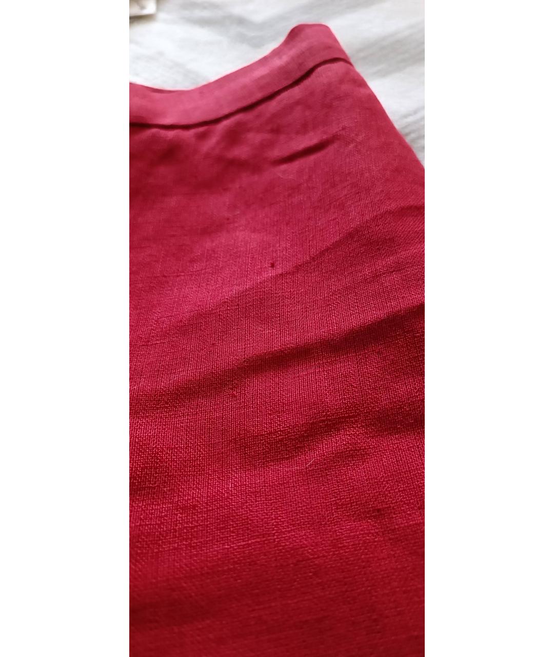 MAX MARA Красные льняные прямые брюки, фото 9