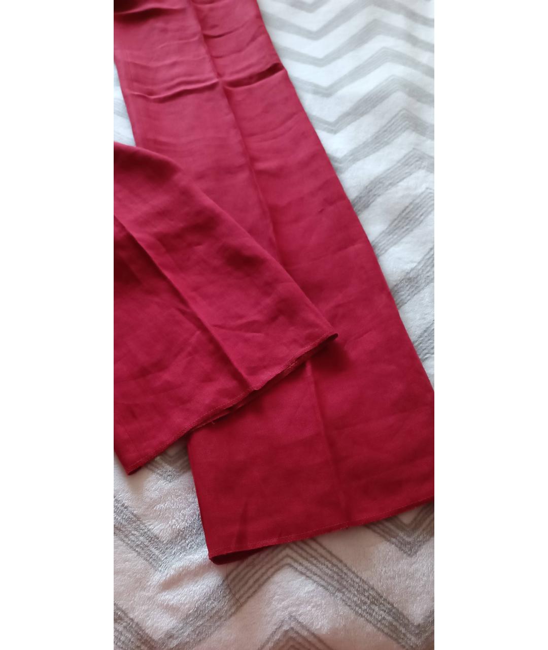 MAX MARA Красные льняные прямые брюки, фото 3