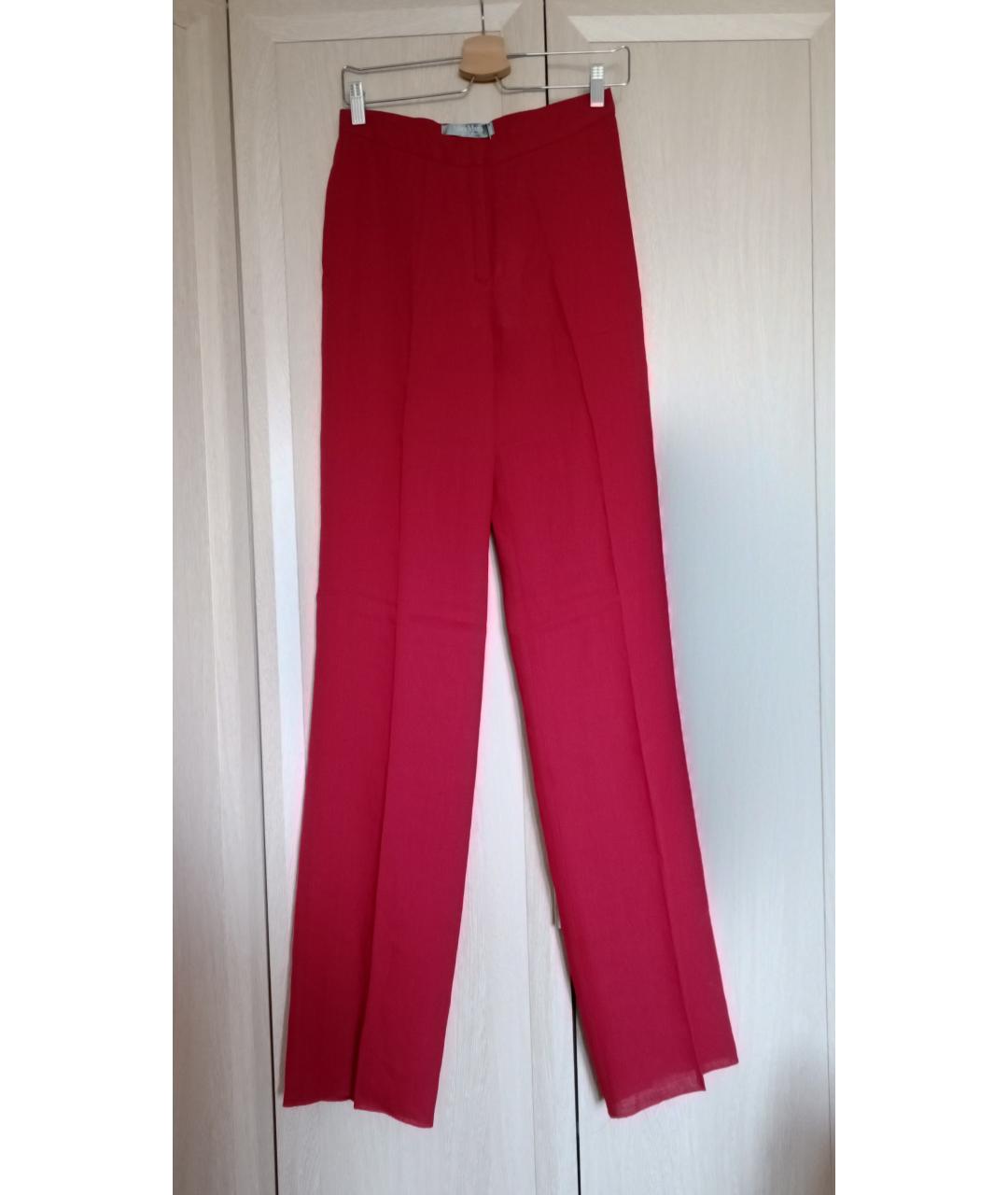 MAX MARA Красные льняные прямые брюки, фото 2