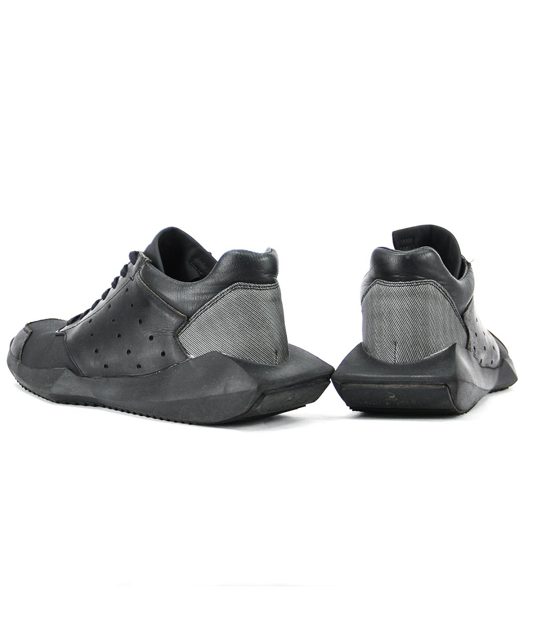 RICK OWENS Черные кожаные низкие кроссовки / кеды, фото 5