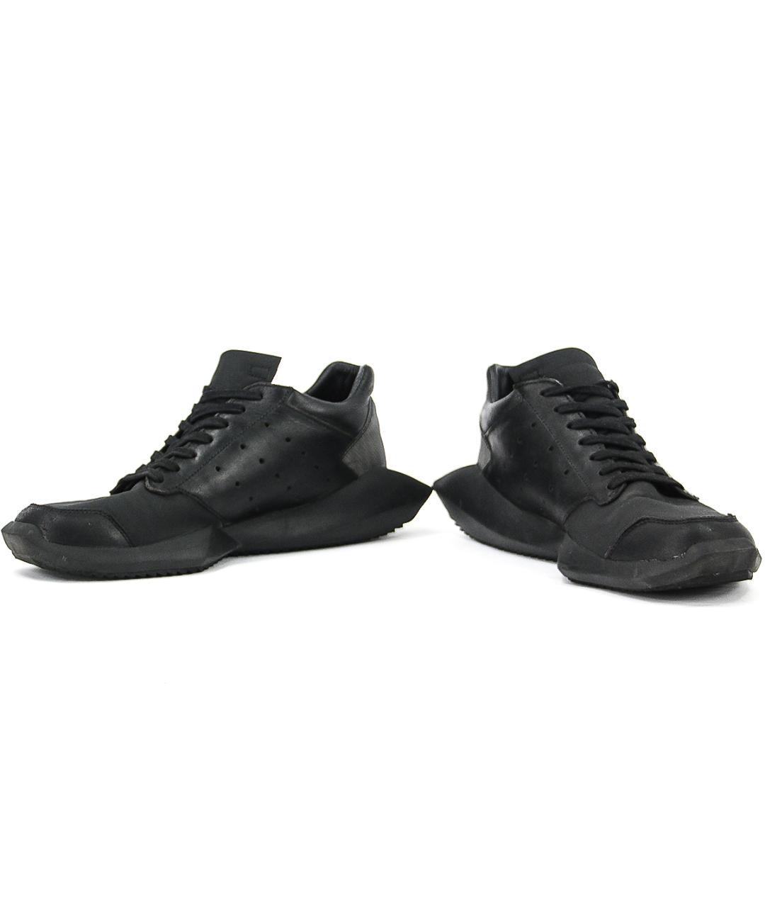 RICK OWENS Черные кожаные низкие кроссовки / кеды, фото 4