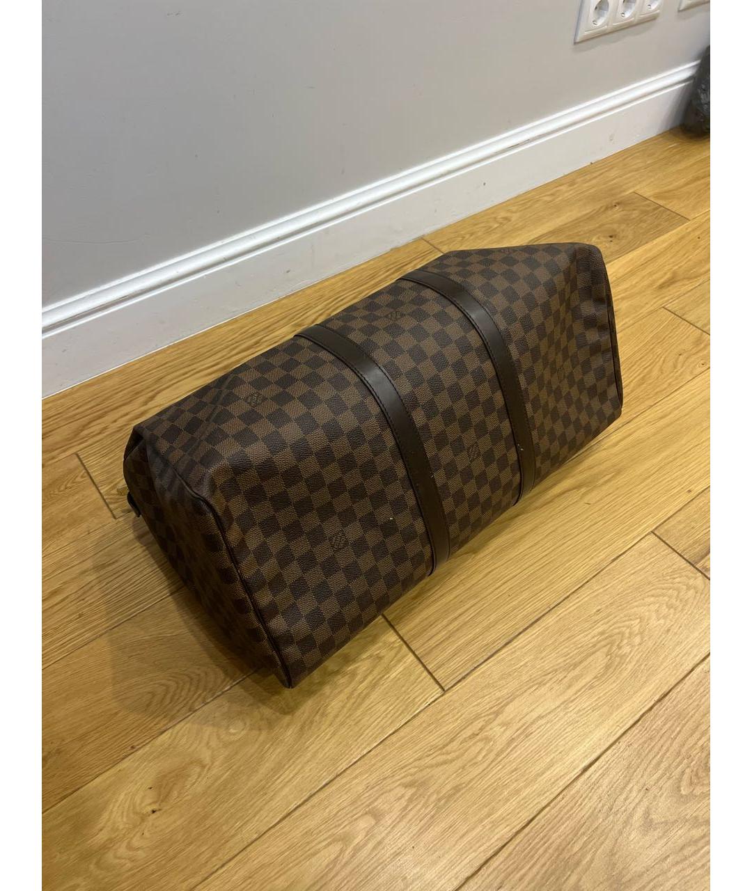 LOUIS VUITTON Коричневая льняная дорожная/спортивная сумка, фото 3